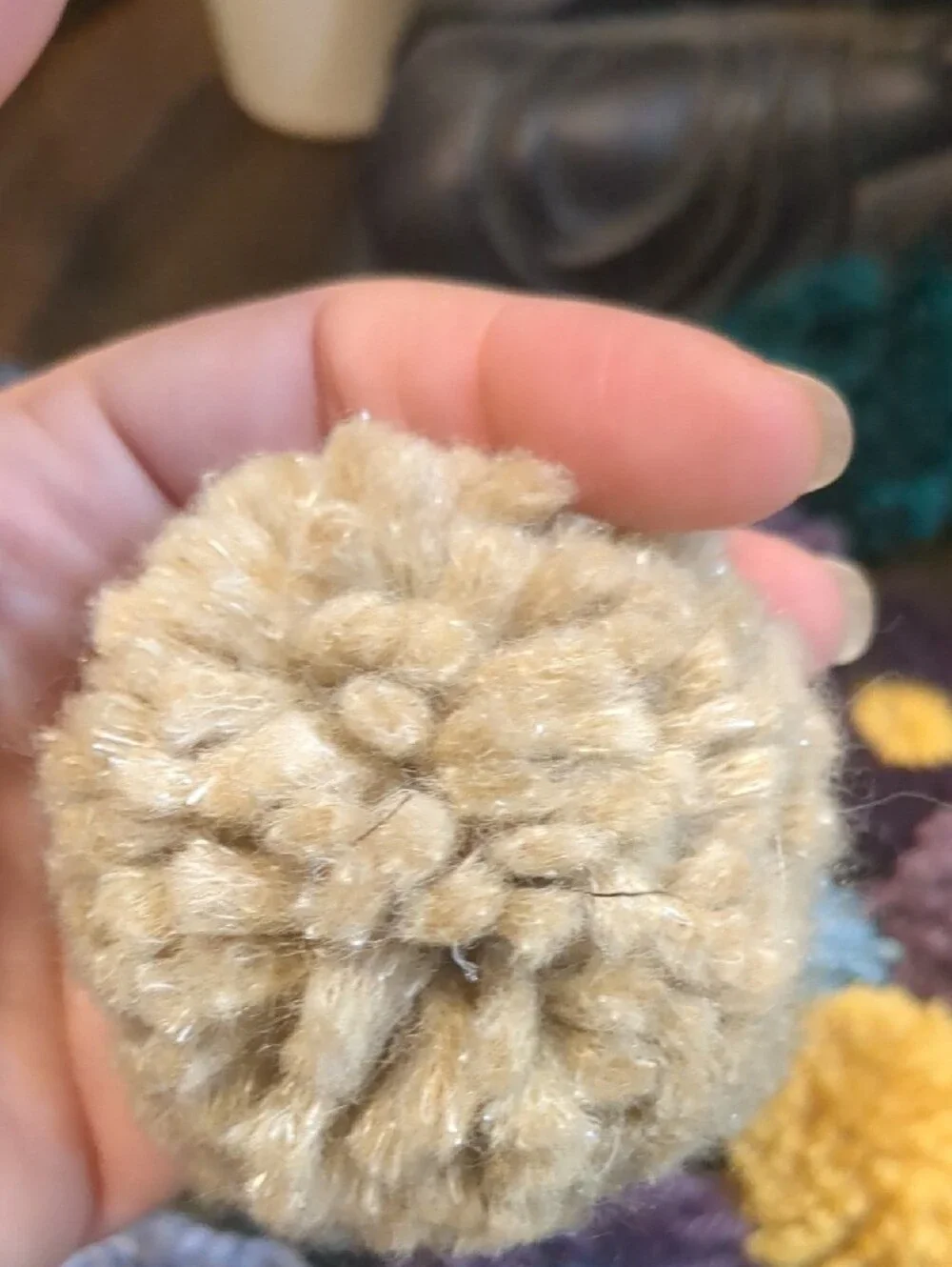 22 Handmade Multicolor Yarn Pom-Pom and Flower Accents - Home Accents